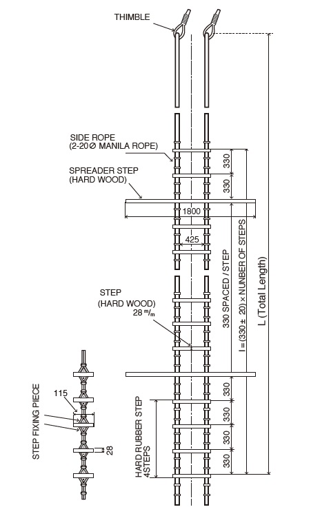232007 PILOT LADDER B-TYPE 9MTR STEP, LENGTH, SPECIFY TOTAL LENGTH