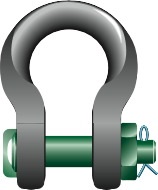 234595 SHACKLE SLING BOW W/SAFETYBOLT, GREEN PIN P-6033 242MM 900TON
