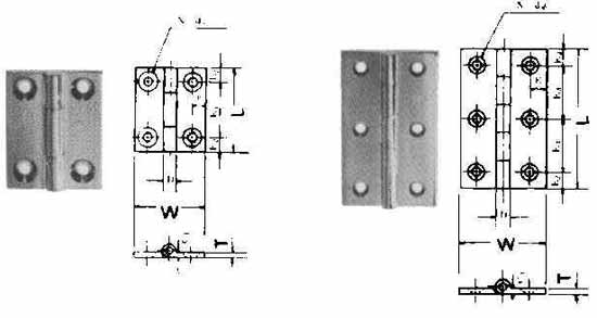 490412 BUTT HINGE FOR CABINET, STAINLESS STEEL L75XW54MM