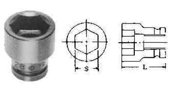 590234 SOCKET FOR IMPACT WRENCH, 19MM/SQ DR. X 24MM