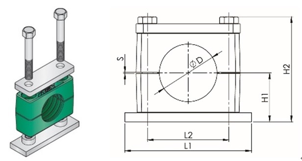 613937 CLAMP TUBE POLYPROPYLENE, W/WELD PLATE HEAVY 12MM