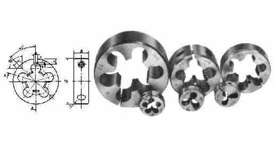 631819 DIE ROUND ADJ METRIC FINE, M8XP0.75XOD25MM CARBON STEEL
