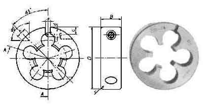 632004 DIE ROUND ADJ STRAIGHT THREAD, PF3/8X19TX50MM CARBON STEEL