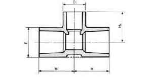 TEE PVC FOR WATER SUPPLY, SIZE 65X50