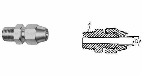 733652 HALF UNION FLARED BRASS, TAPER THREAD 1/2