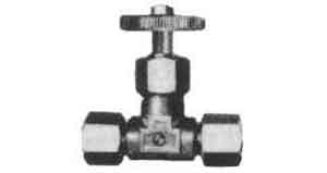 NEEDLE VALVE STRAIGHT BRASS, W/RING NUT BOTH ENDS 14X1/2