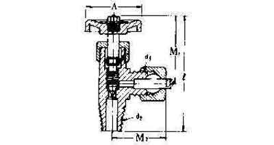NEEDLE VALVE ANGLE BRASS WITH, NUT(OUTLET)&MALE(INLET) 14X1/2