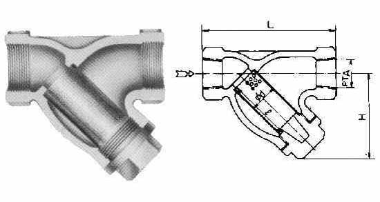 Y-STRAINER CAST-IRON, SCREWED-END 16KG-32A