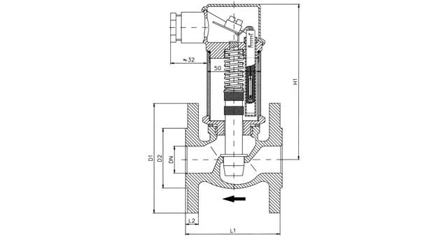 SWITCH FLOW PISTIN TYPE VM140, DN40 FLANGED DIN 2527