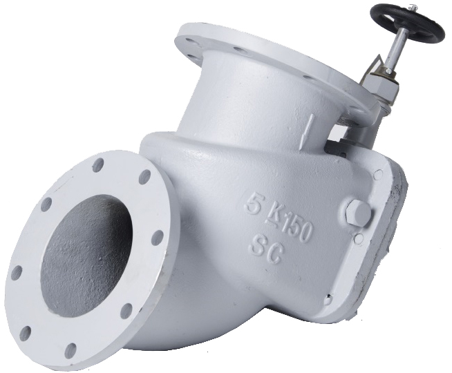 STORM VALVE ANGLE TYPE, W/HANDLE CAST STEEL 10K 80MM