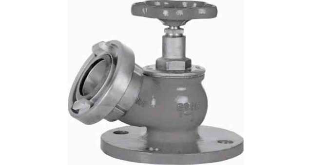 FIRE/DECKWASH VALVE DIN 30DEG., COPPER ALLOY PN16 #907 50MM