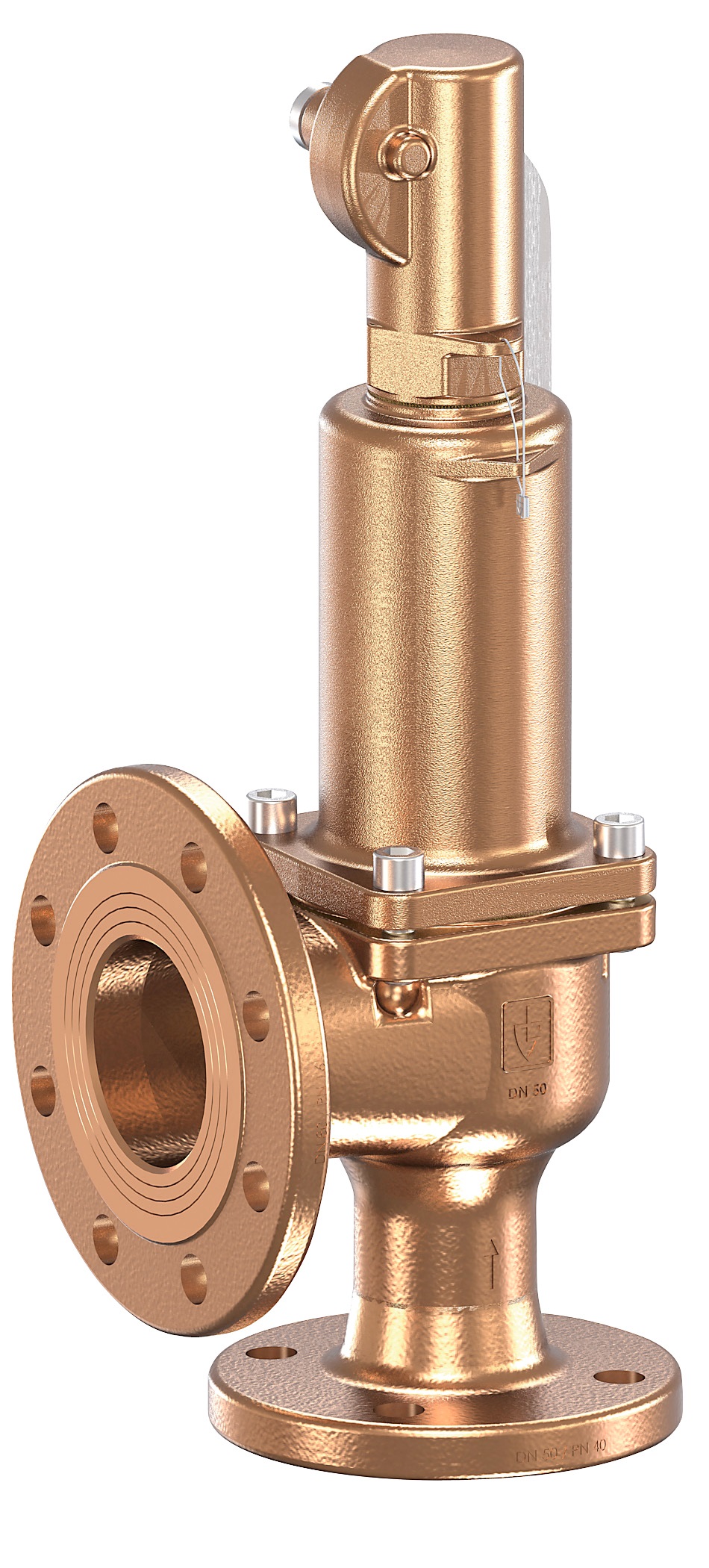 VALVE SAFETY GUNMETAL #852TGFL, DIN GASTIGHT W/LEVER PN40 DN40
