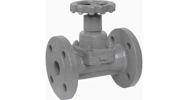 DIAPHRAM VALVE DIN C/IRON PN10, FULL BORE NO LINING #5651 80MM