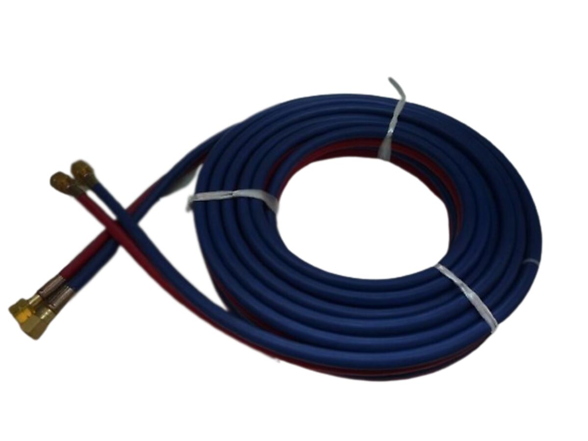 TWIN HOSE 2X6.3MM (1/4INCH) AC/OX W/FITTING,10 MTR COIL